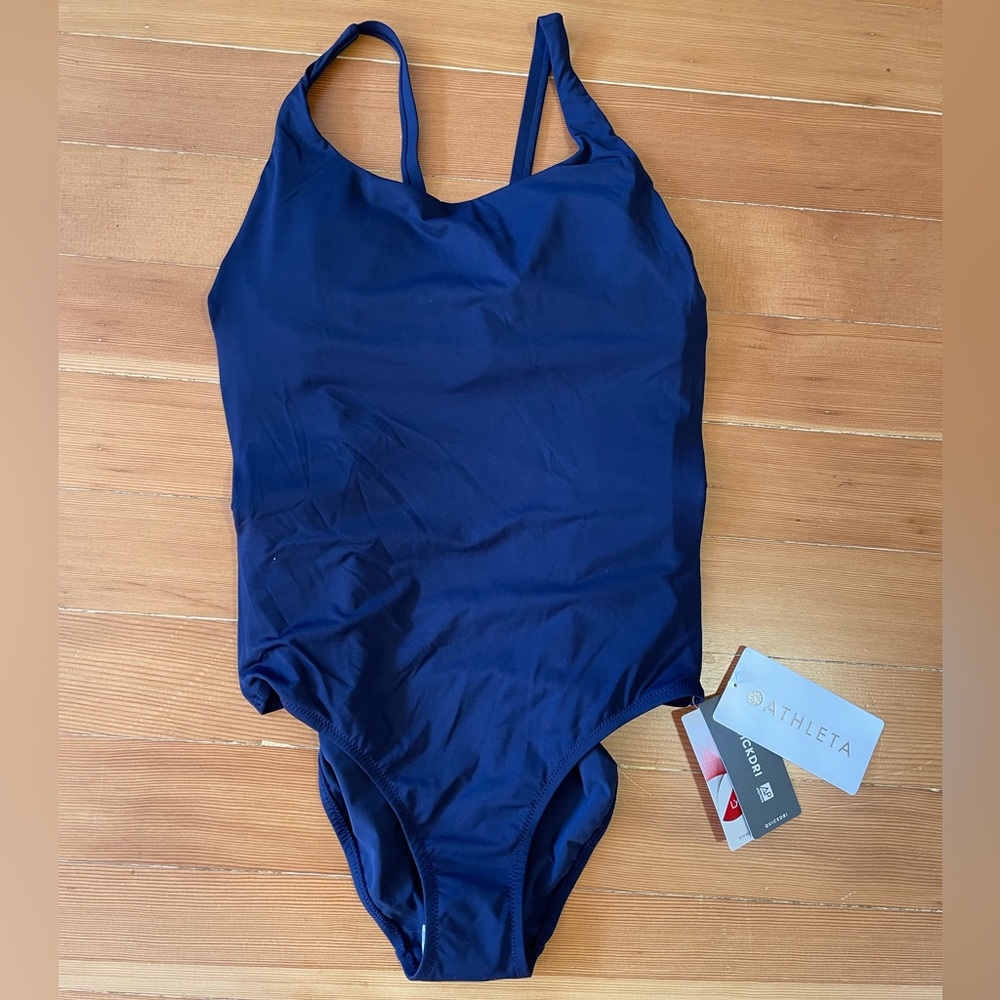 NEW Athleta Adriana One Piece Navy Blue Swimsuit Woman’s Medium